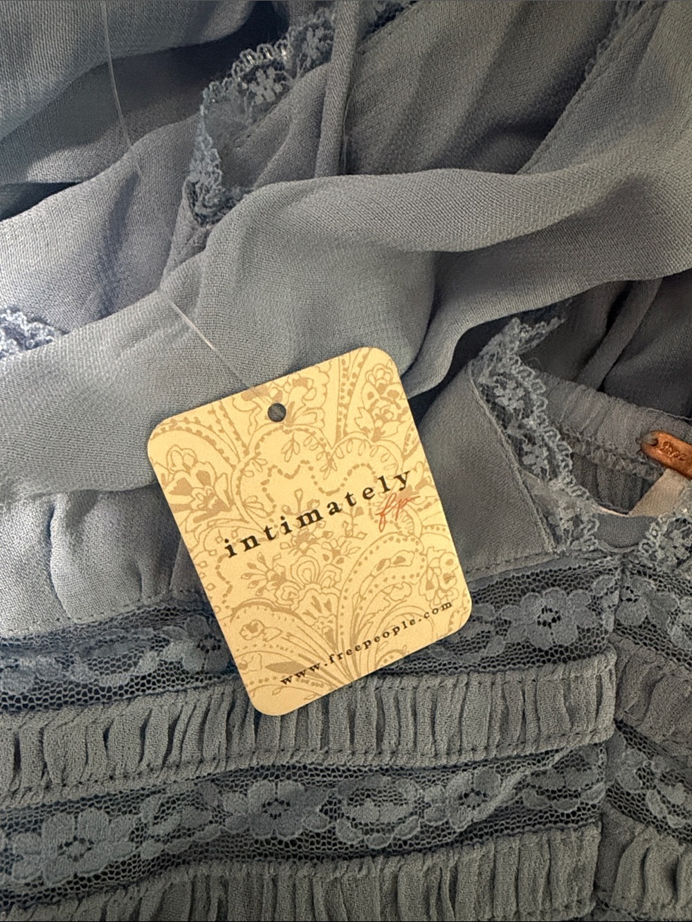 Intimately by FP Dusty Blue Lace-Trim Chemise - Picture 5 of 6